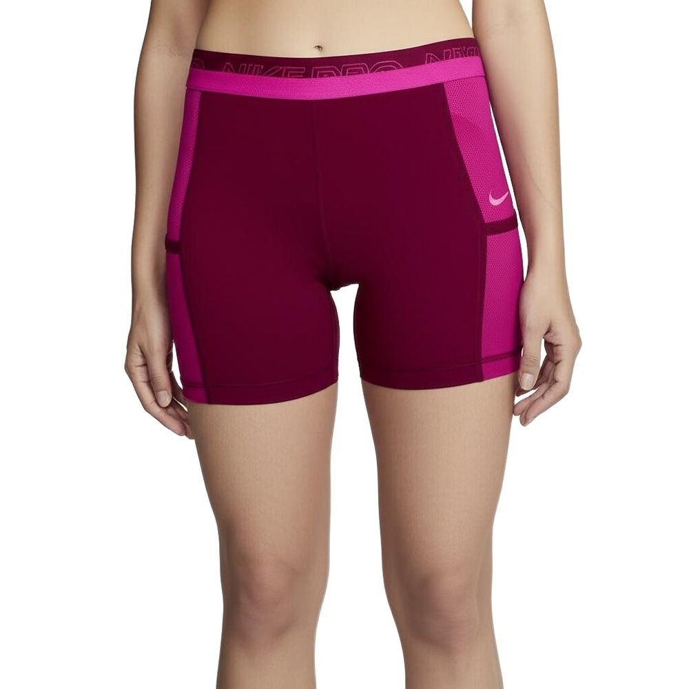 NIKE PRO Burgundy Pink Shorty Compression Dri-Fit Athletic Womens Shorts Medium